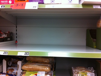 No gluten free bread on the shelves