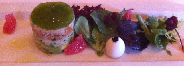 totally freefrom crab and quail egg starter at stoke park