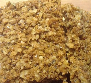 Chia seeds shining like little silver jewels in freefrom flapjack