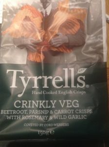 Tyrells Vegetable crisps with Rosemary and garlic contain cheese powder