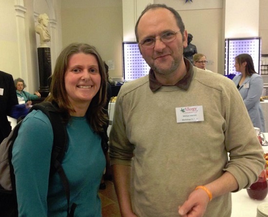 Ruth Holroyd of What Allergy? at the Allergy UK Conference 2014 with Michael Merrett of Allergy Essex.