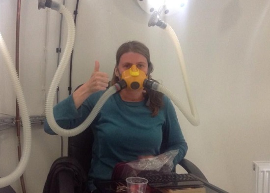 Tweeting from the Oxygen Chamber at Chilterns MS Centre, Halton