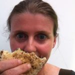 Me eating a BFree wheat, dairy and egg free pitta at the allergy show