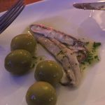 Manzanilla Olives and Boquerones which were anchovies