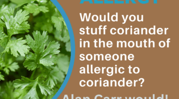 Alan Carr shoves coriander in a womans mouth
